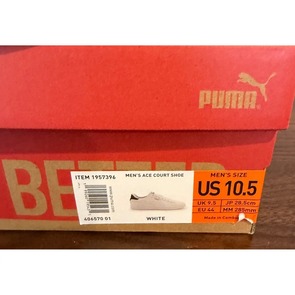 NWT Puma Ace Court Shoe Men 10.5 White Dark Green Gold Sneakers Tennis Retro Low